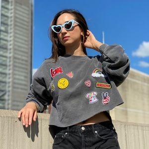 Patchwork cropped sweatshirt